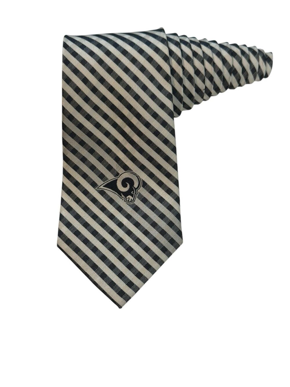 LA Rams NFL Men's Necktie Football Licensed Team Blue and White Gingham Plaid